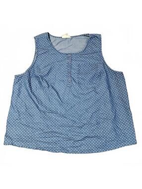 Molly Isadora 3X Blue Polka Dot Sleeveless Blouse Plus Size Casual Summer Top